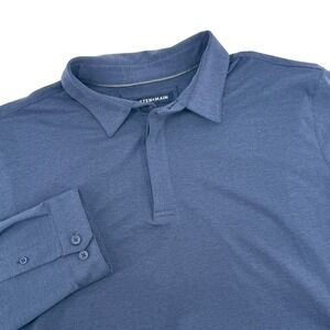 Mizzen + Main Classic Blue Long Sleeve Button‎ Cuff Polo Shirt - Mens L